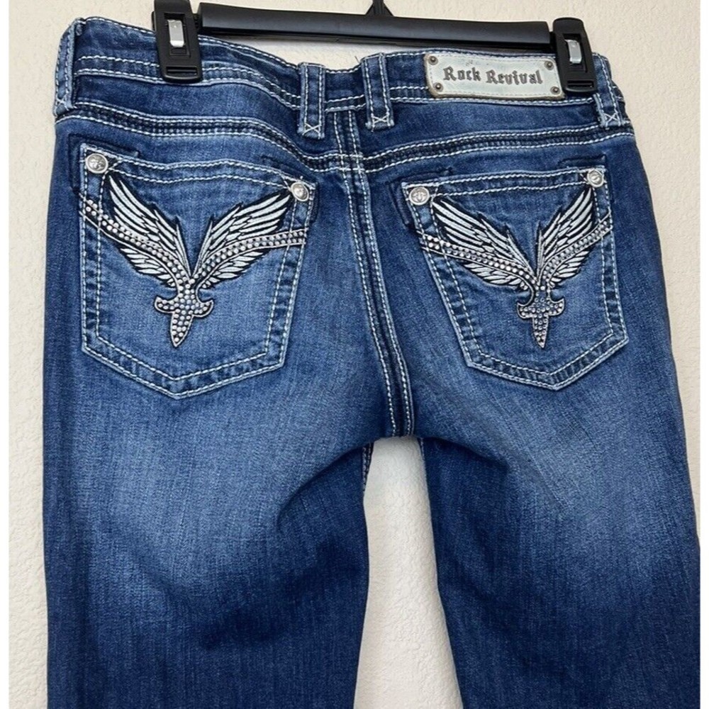 Rock Revival Lucille Boot Cut Womens Size 28 Denim Jeans Low Rise